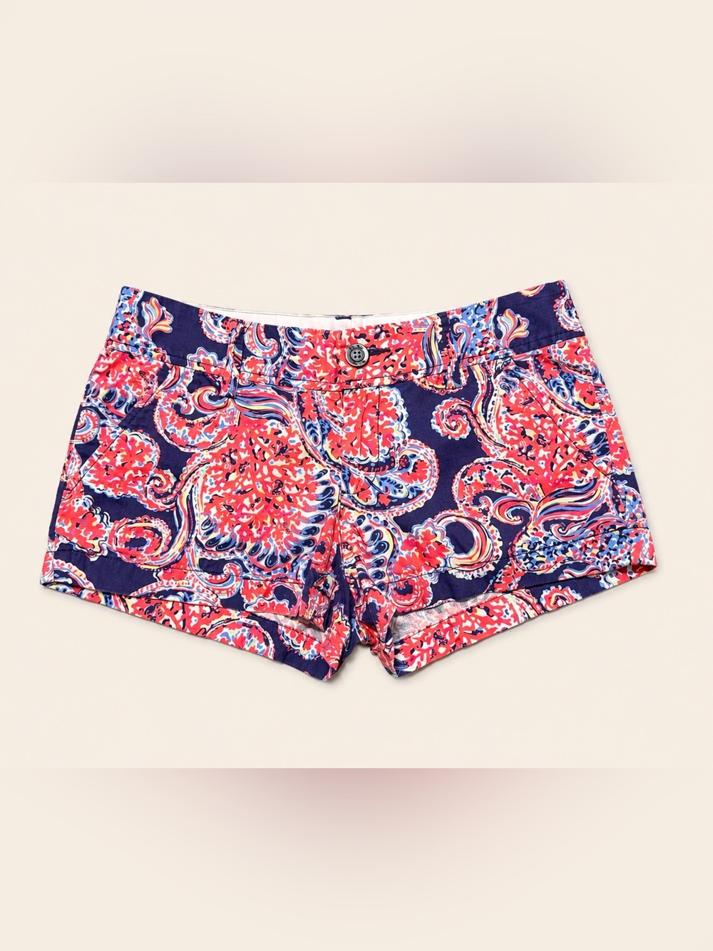 Lilly Pulitzer Navy with Coral & White Paisley Cotton Shorts